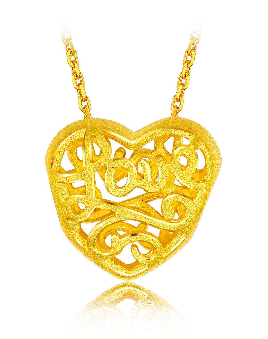谢瑞麟计价黄金吊坠女款时尚镂空love爱心足金项坠