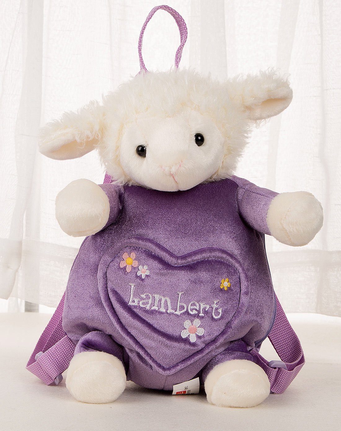 毛绒绒小绵羊男女宝宝双肩小包紫色