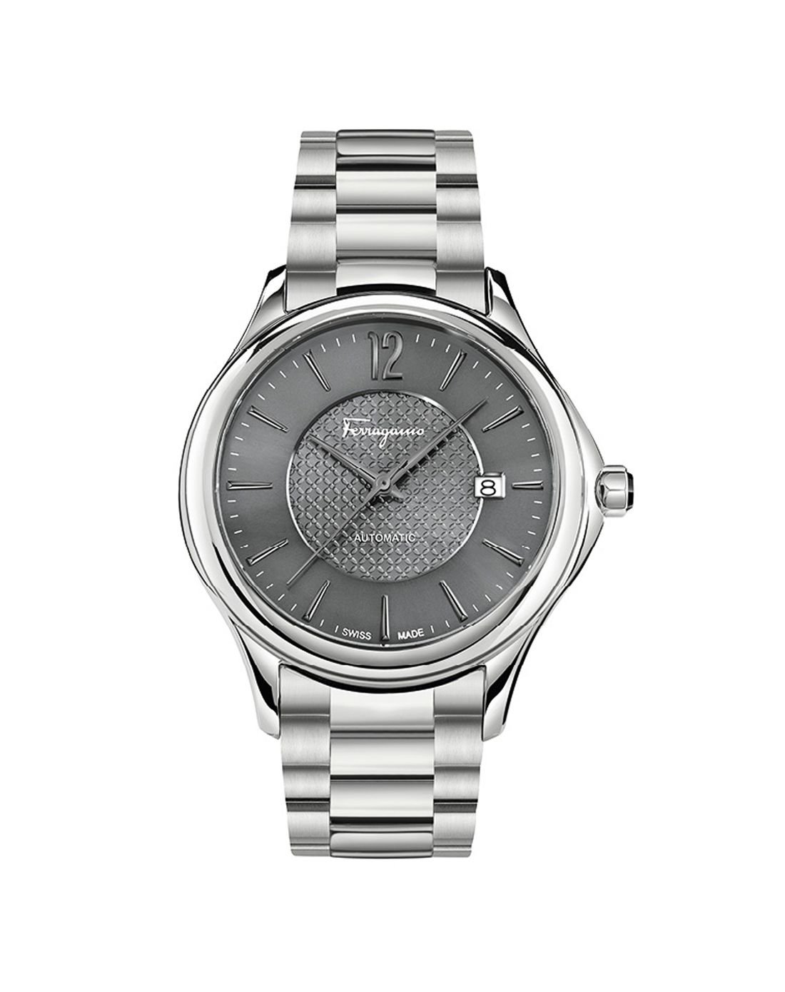 男款time 3hauto灰色双层日辉纹自动机械钢带手表