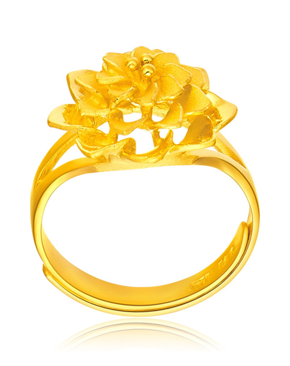 周大福 精美花蕊足金黄金戒指(计价)
