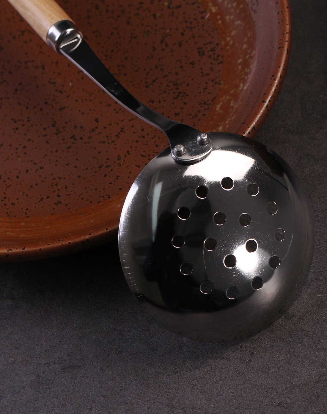 日本贝印木柄系列不锈钢漏勺