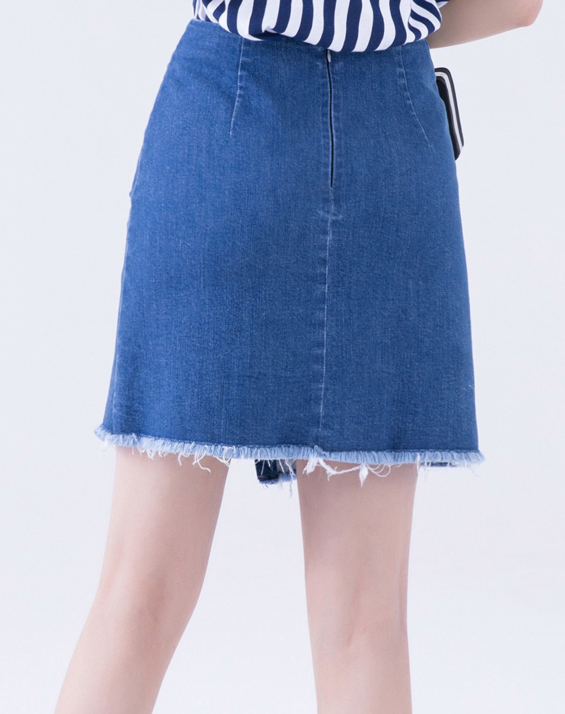 修身不规则牛仔a字裙潮流
