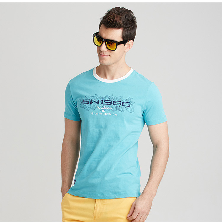 植绒字母印花短袖t恤