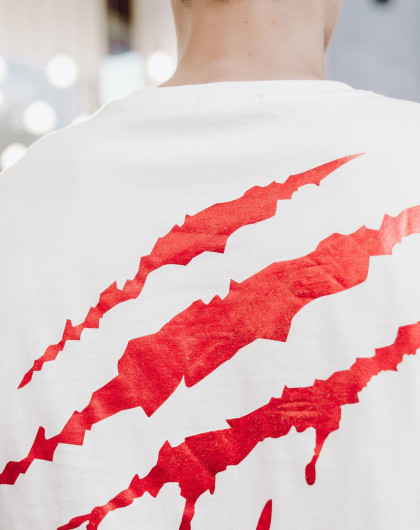 男款漂白后背抓痕圆领t恤