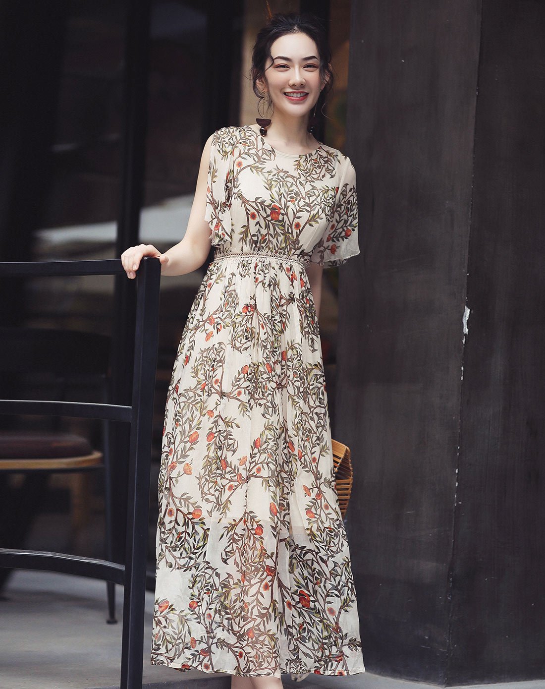 谷子corn印花收腰气质长裙米色gz-ms172266lu_唯品会