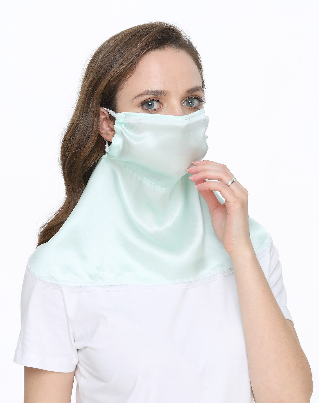 女士真丝护颈透气遮阳防紫外线口罩