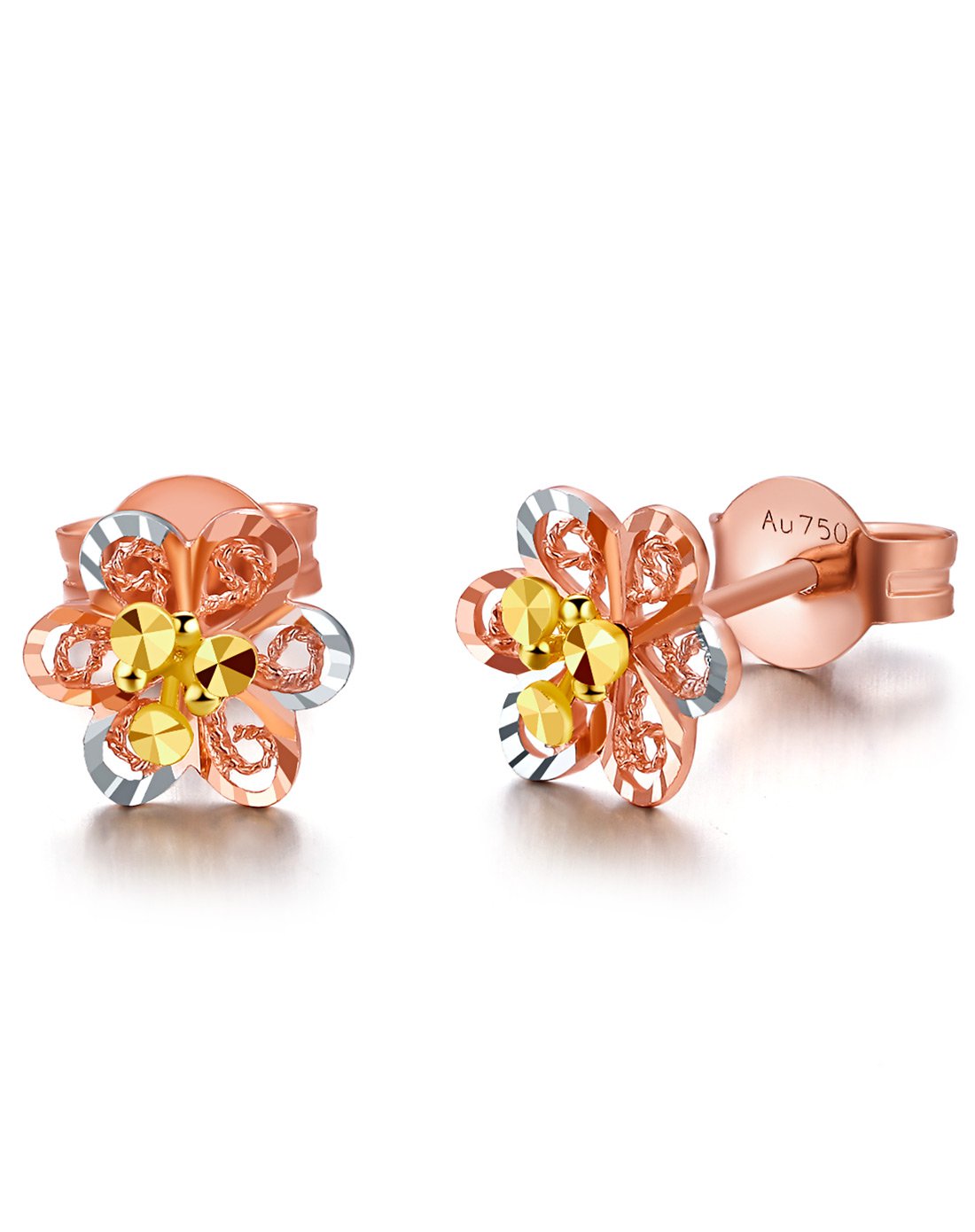 黛慕妮 18k金分色彩金耳钉如图