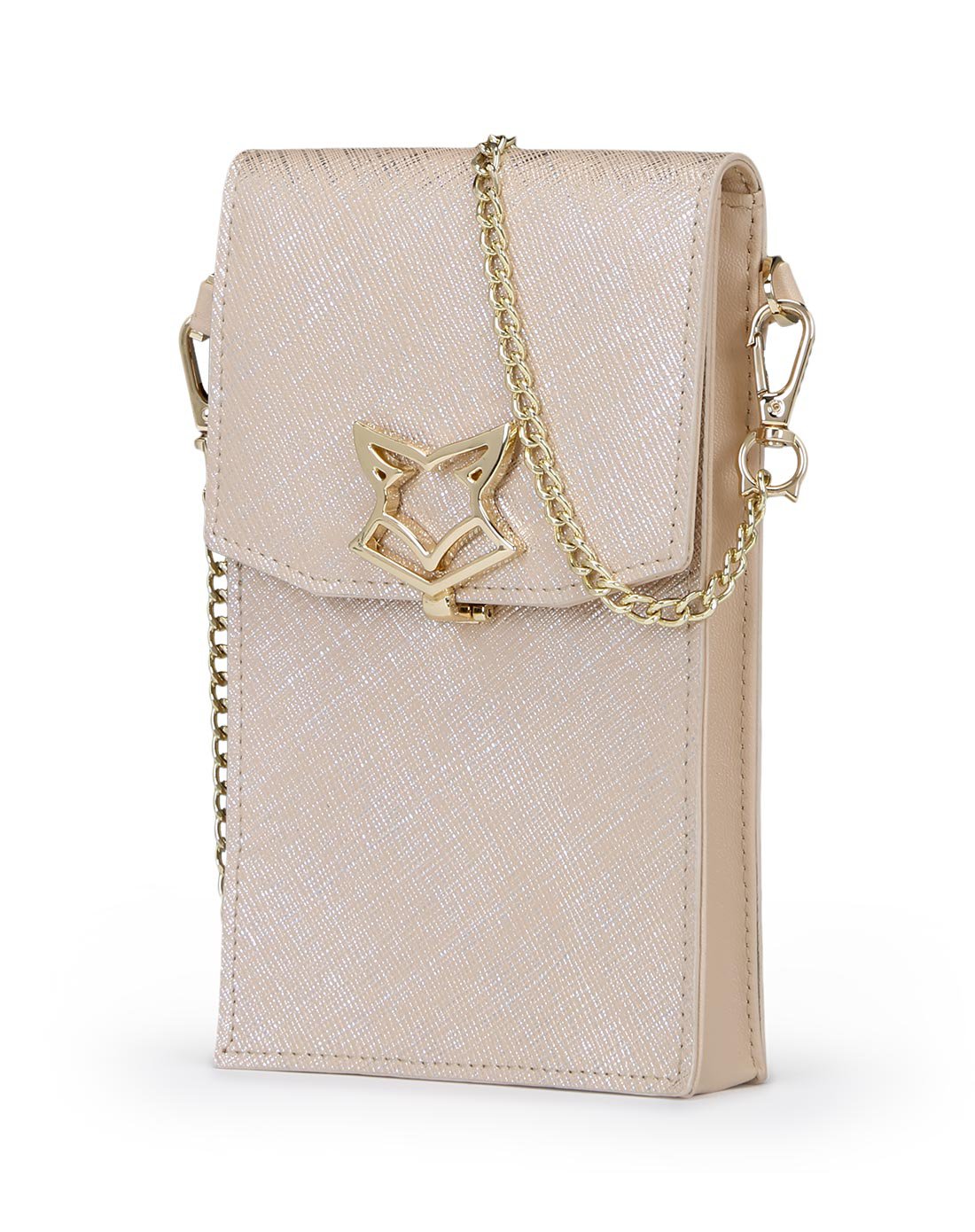 牛皮女士时尚迷你手机包金色