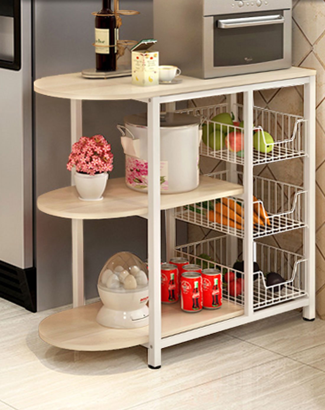 落地3层多功能厨房收纳架