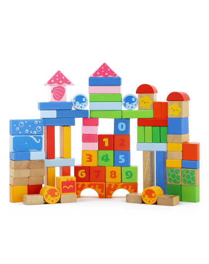 木玩世家海洋情景益智80粒积木