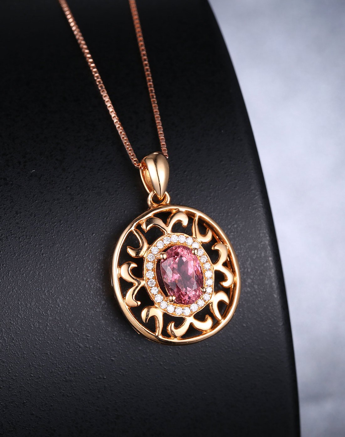 鑫万福 新品18k金碧玺吊坠