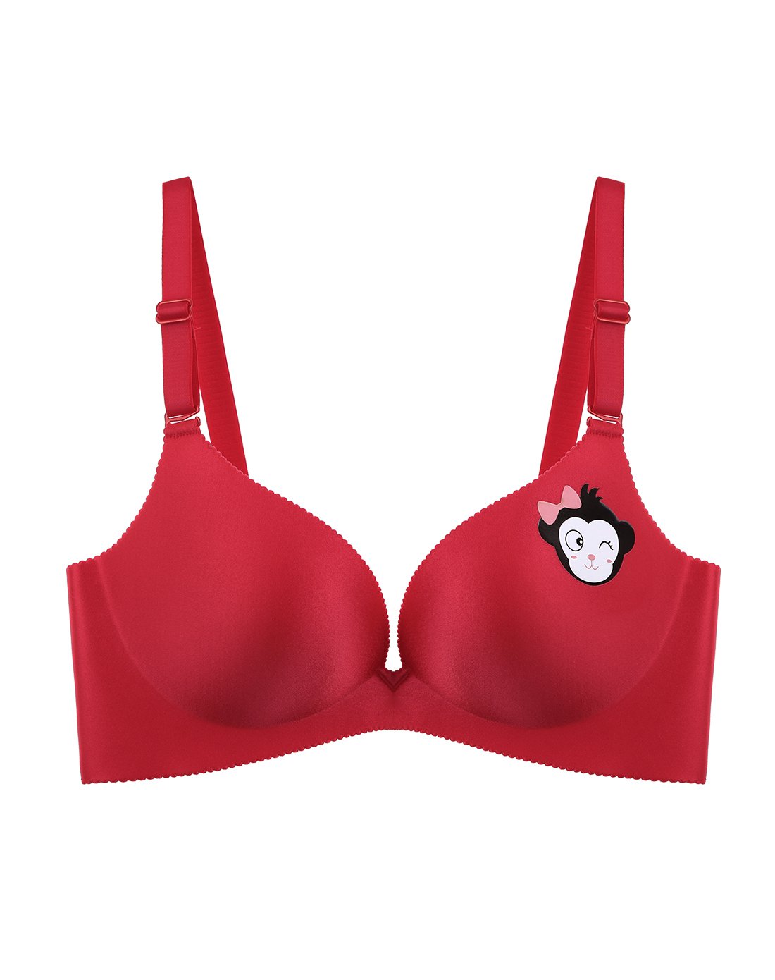 无钢圈印花1号杯无痕舒适聚拢文胸大红色