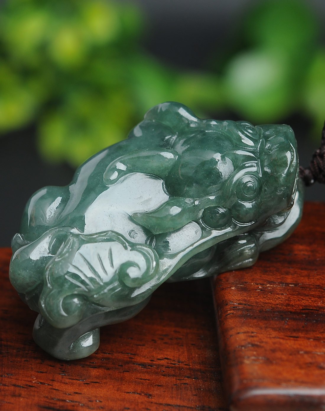 亿珍阁 油青糯种金钱貔貅翡翠吊坠附证书