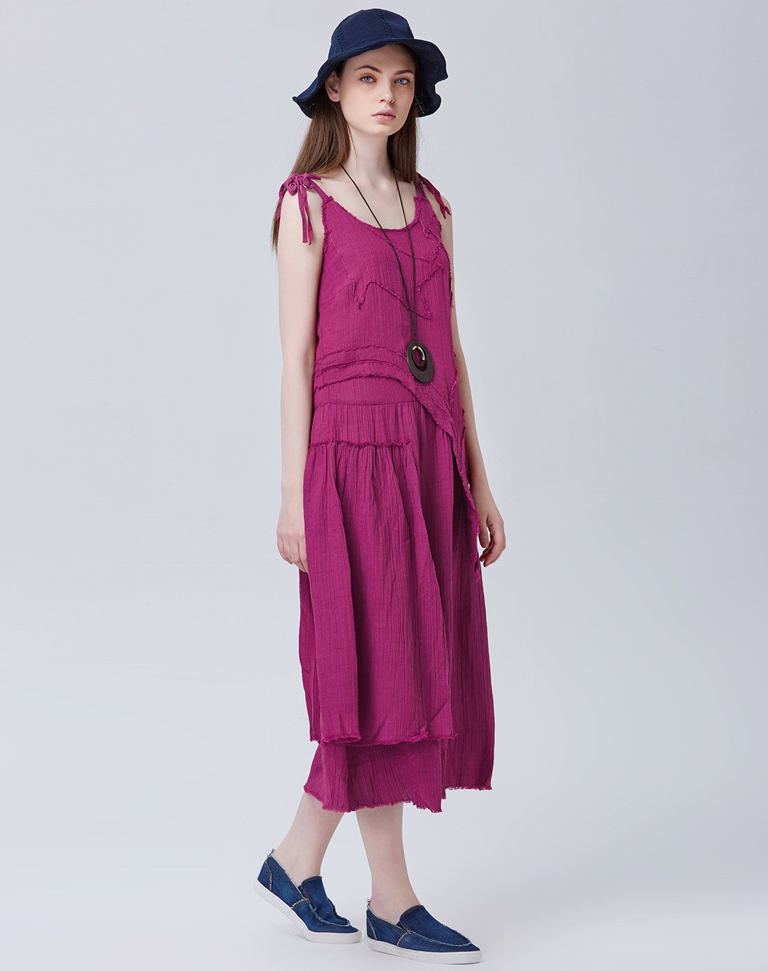 珂蕾朵姆-【人气top】文艺苎麻吊带长款连衣裙