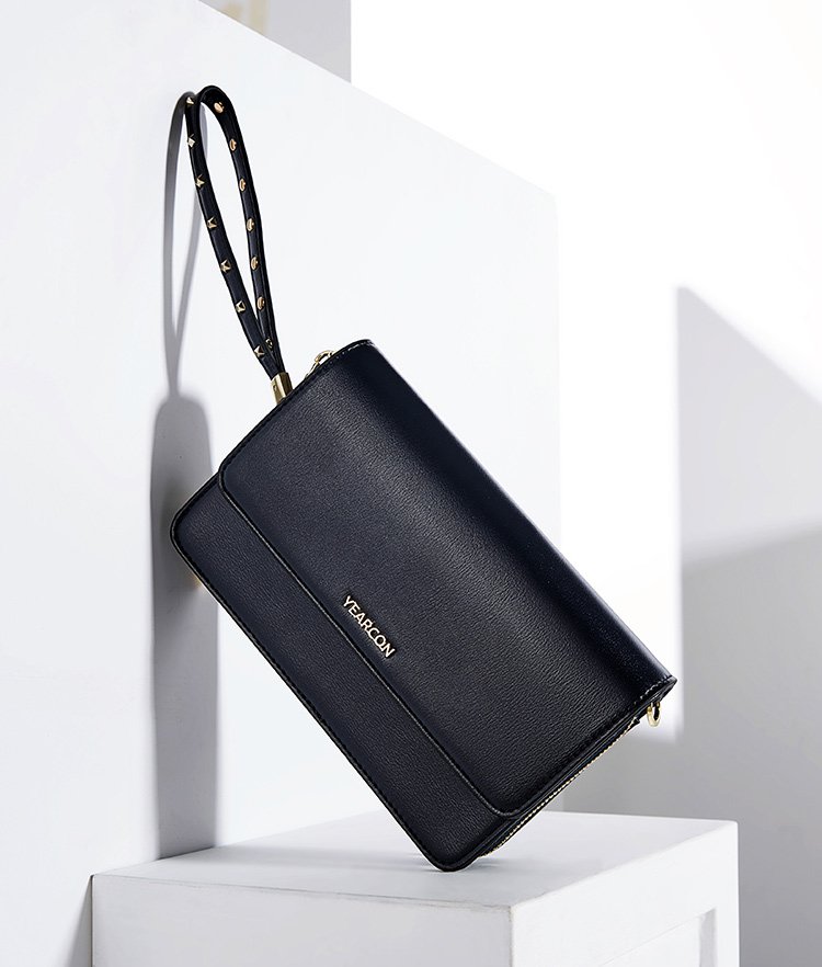 意尔康铆钉女士单肩/斜挎小方包深蓝