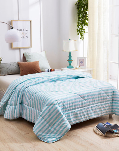 杉杉 床品家纺 单人爽肤夏凉被 蓝色条纹