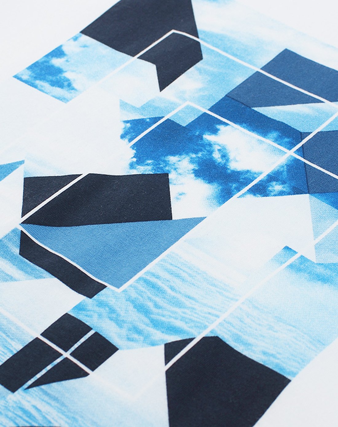 时尚撞色几何拼接色块圆领短袖t恤男