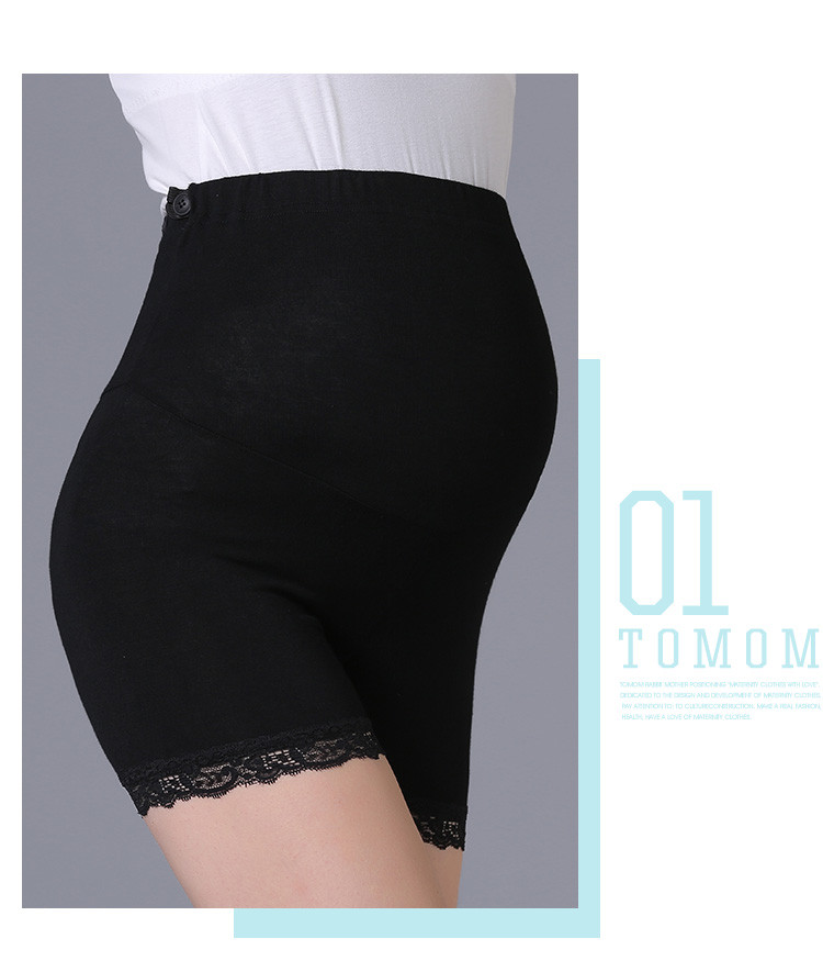 孕妇黑色舒适人棉安全裤蕾丝边安全裤