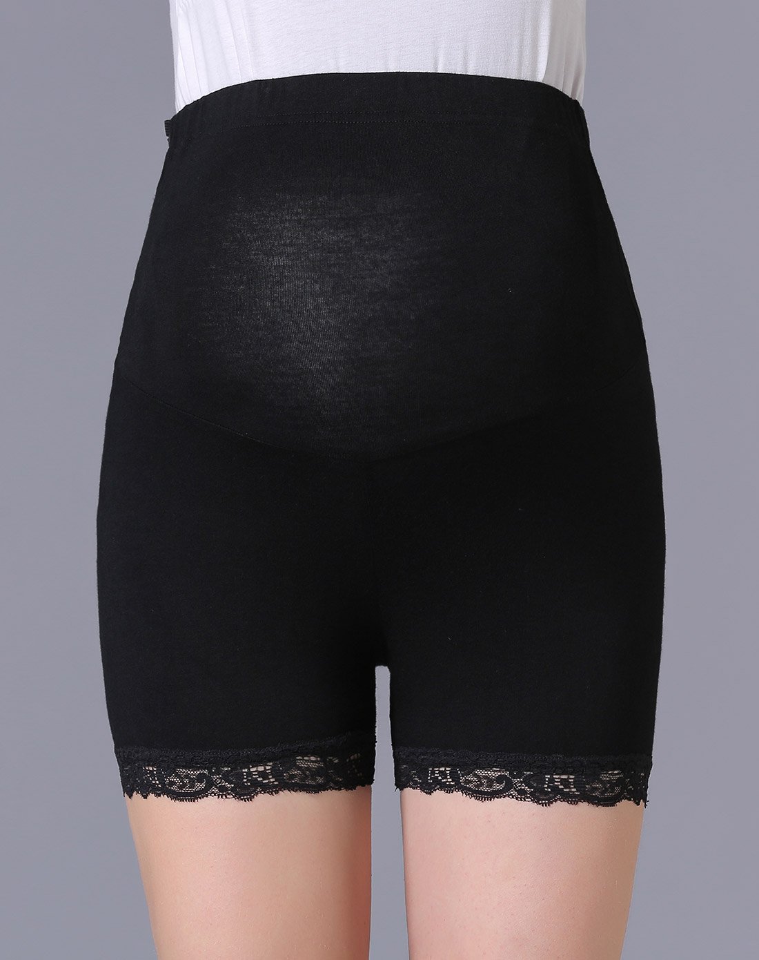 孕妇黑色舒适人棉安全裤蕾丝边安全裤