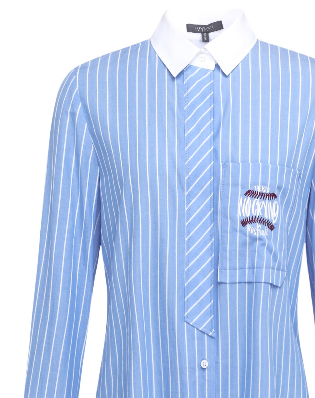 欧美条纹衬衫连衣裙蓝白条