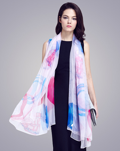 新品丝巾女夏季超薄冰丝雪纺围巾空调披肩海边防晒沙滩巾