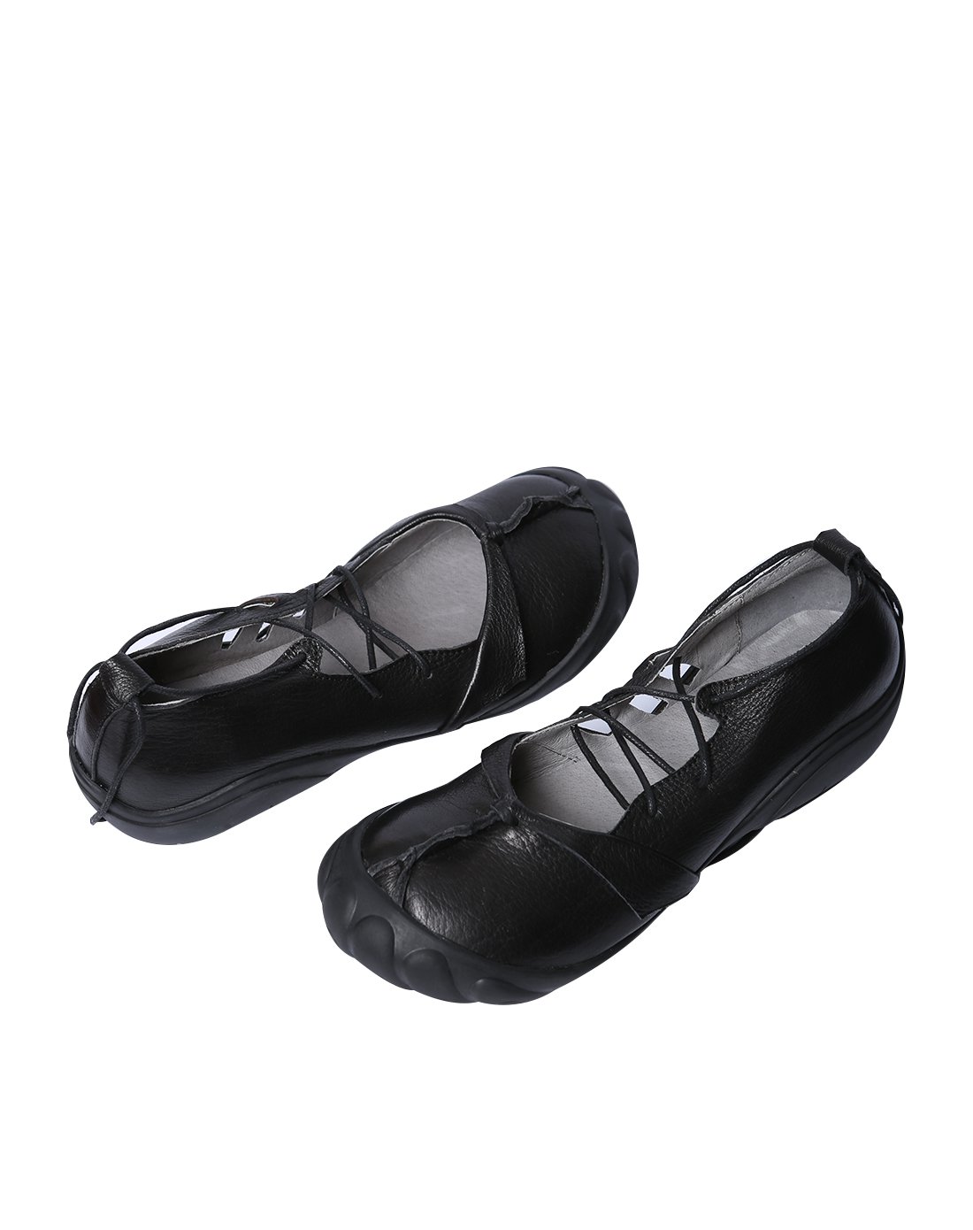 吐火罗2017新品简约牛皮绑带单鞋