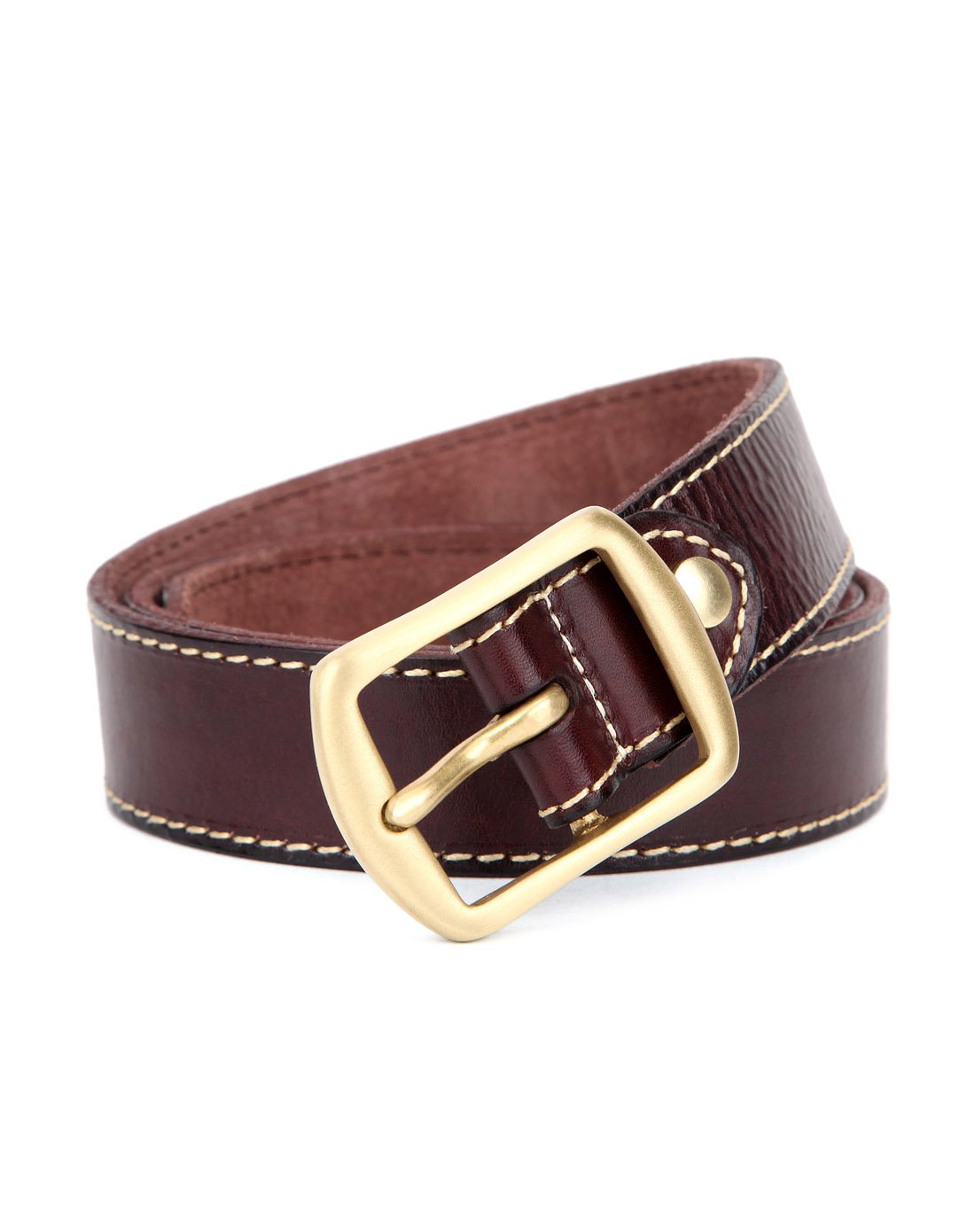 进口植鞣皮铜扣复古腰带真皮女式皮带