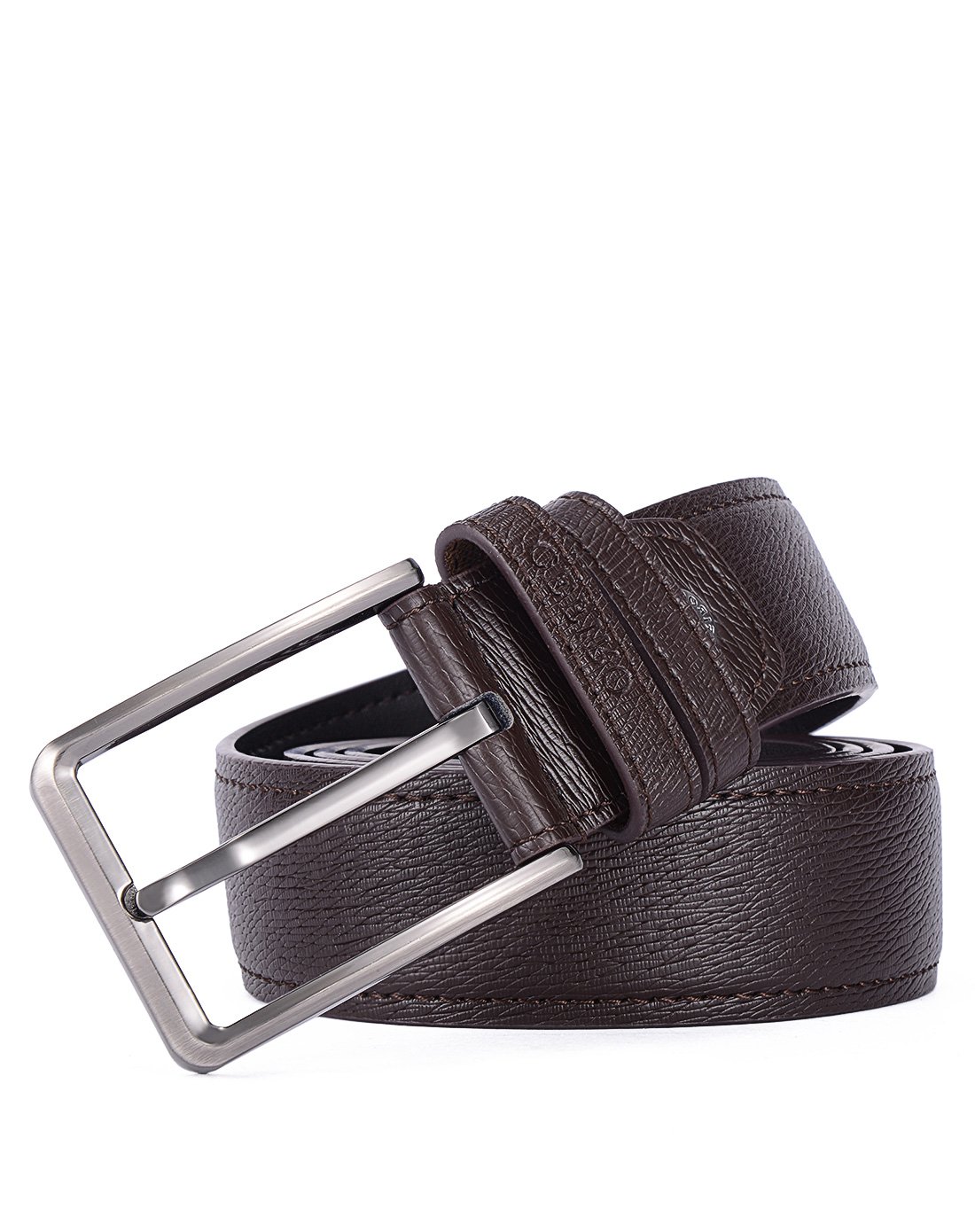 塞飞洛二层牛皮光面男士皮带咖色