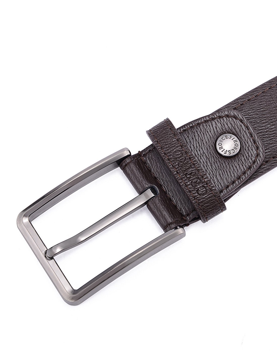 塞飞洛二层牛皮光面男士皮带咖色