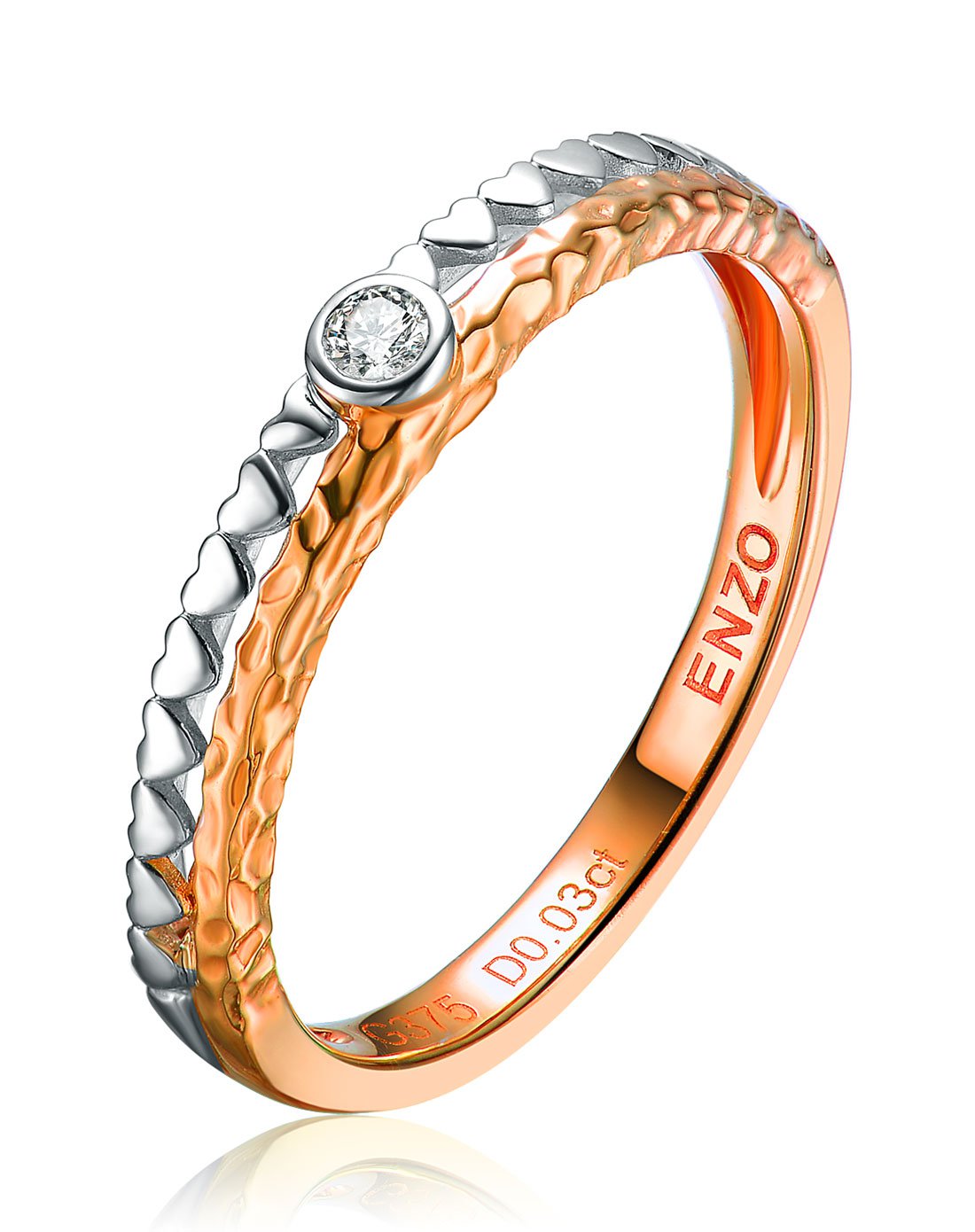 enzo m&m 9k金双色(红白)群镶钻戒指