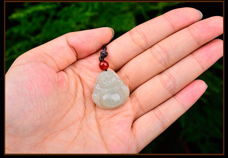 亿珍阁亿珍阁 a货糯种浅绿佛公大肚佛翡翠吊坠附证书七夕礼物asdwph15