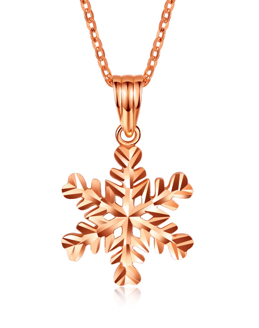 黛慕妮 18k金玫瑰金雪花吊坠(不含项链)如图