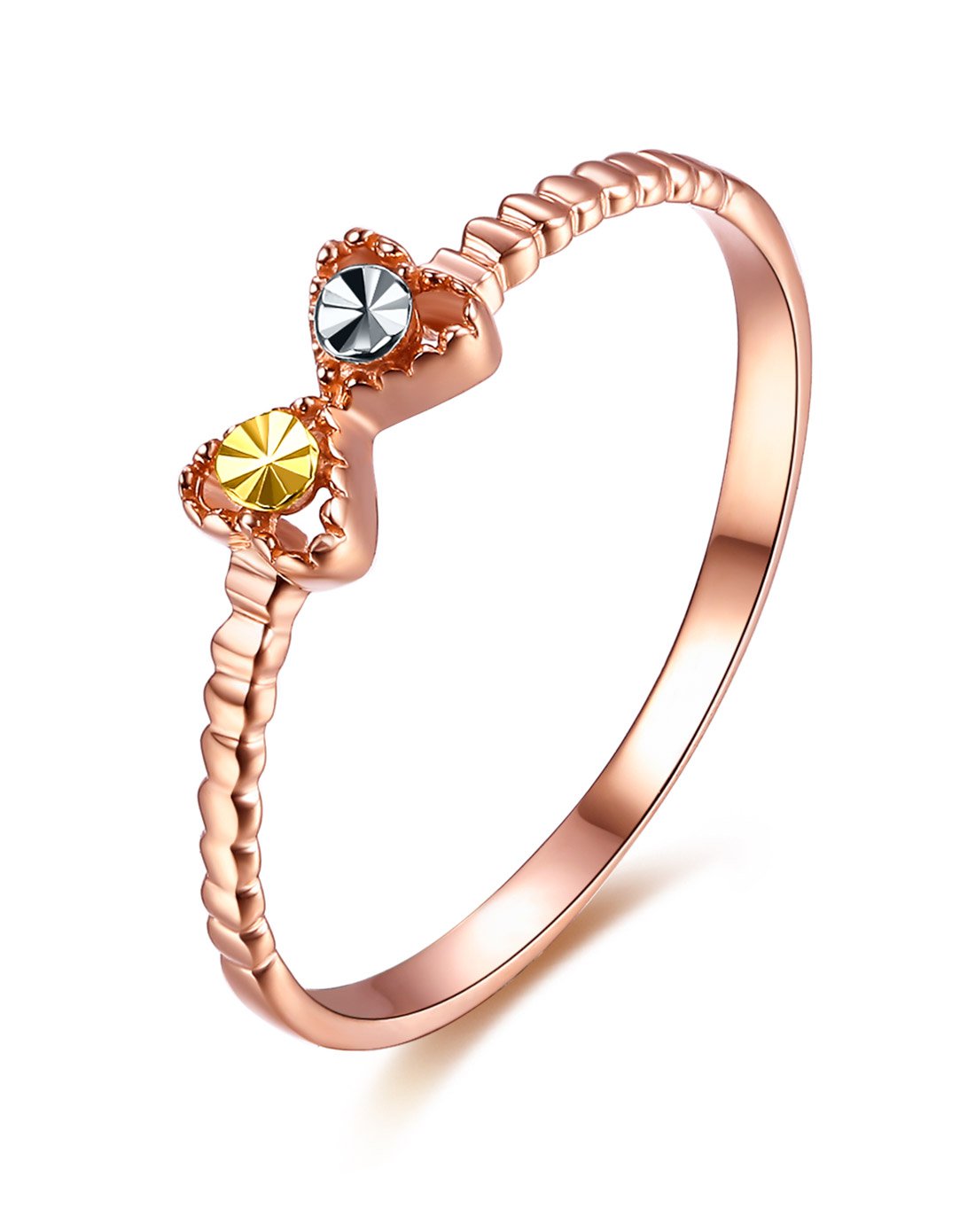 黛慕妮 18k金玫瑰金彩金戒指如图