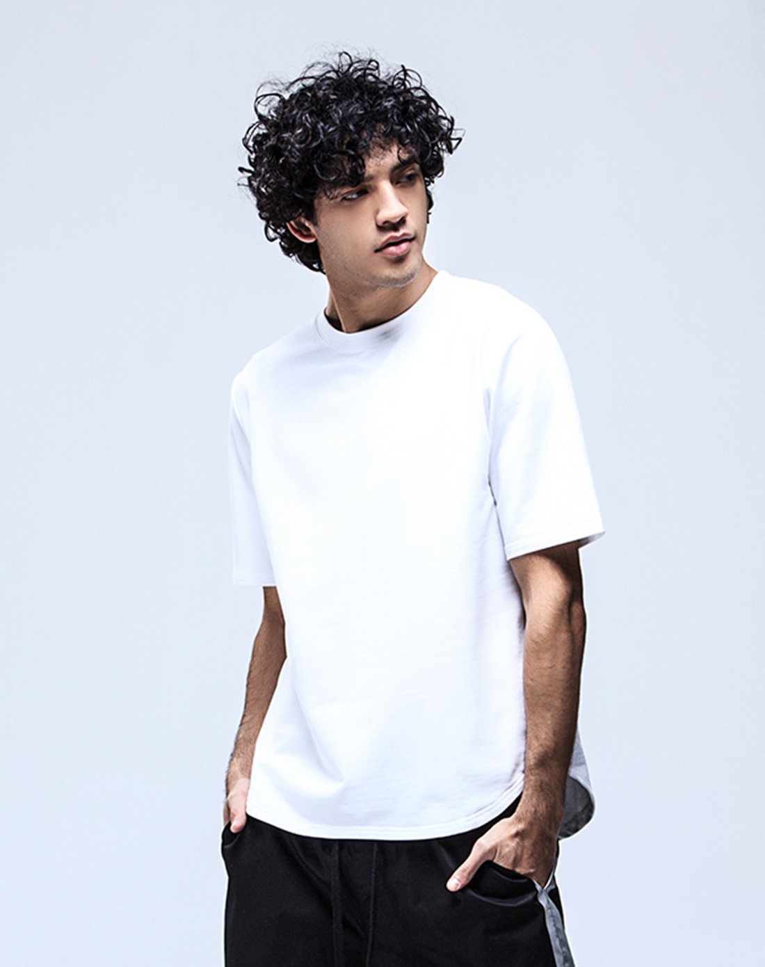 男生经典tee纯色插肩袖打底修身上衣t恤男 潮牌麻灰