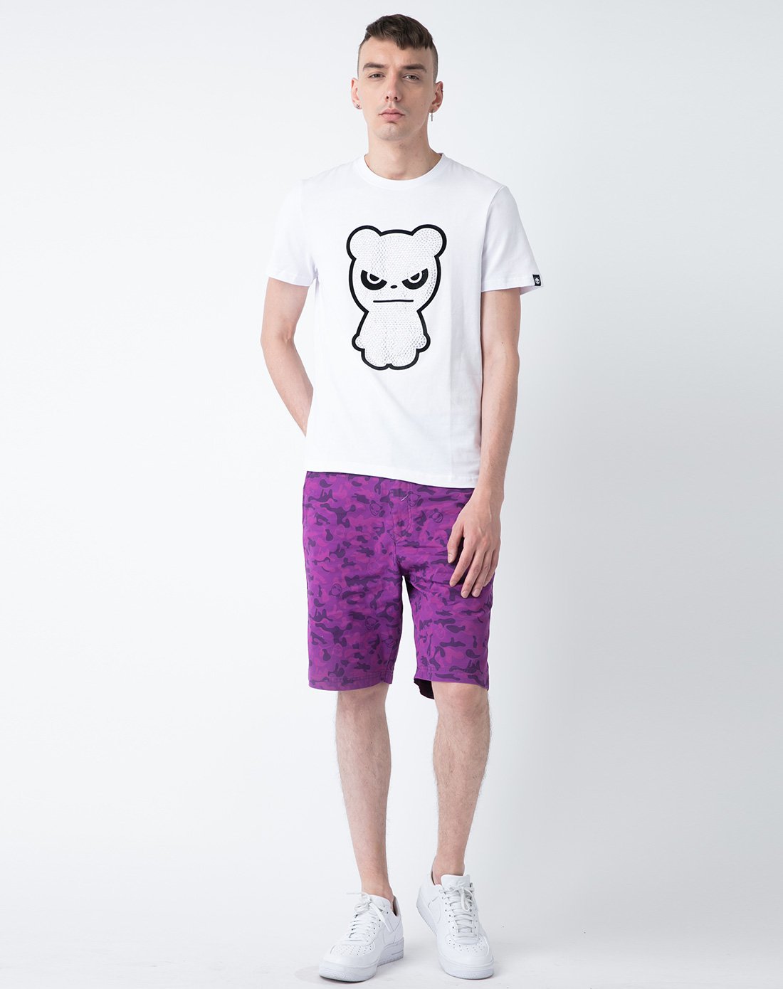 hipanda 你好熊猫 设计潮牌 男装 男款 愤怒熊猫 水钻t恤