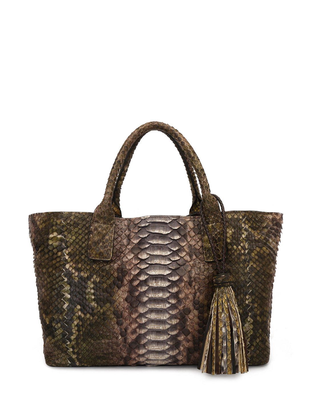 高端定制款轻奢经典蟒蛇纹手提包托特包实用大包蛇皮女包