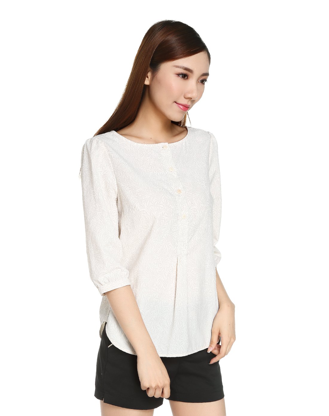 aigle 艾高 女士长袖印花圆领衫 lillylodge pt大理石灰印花