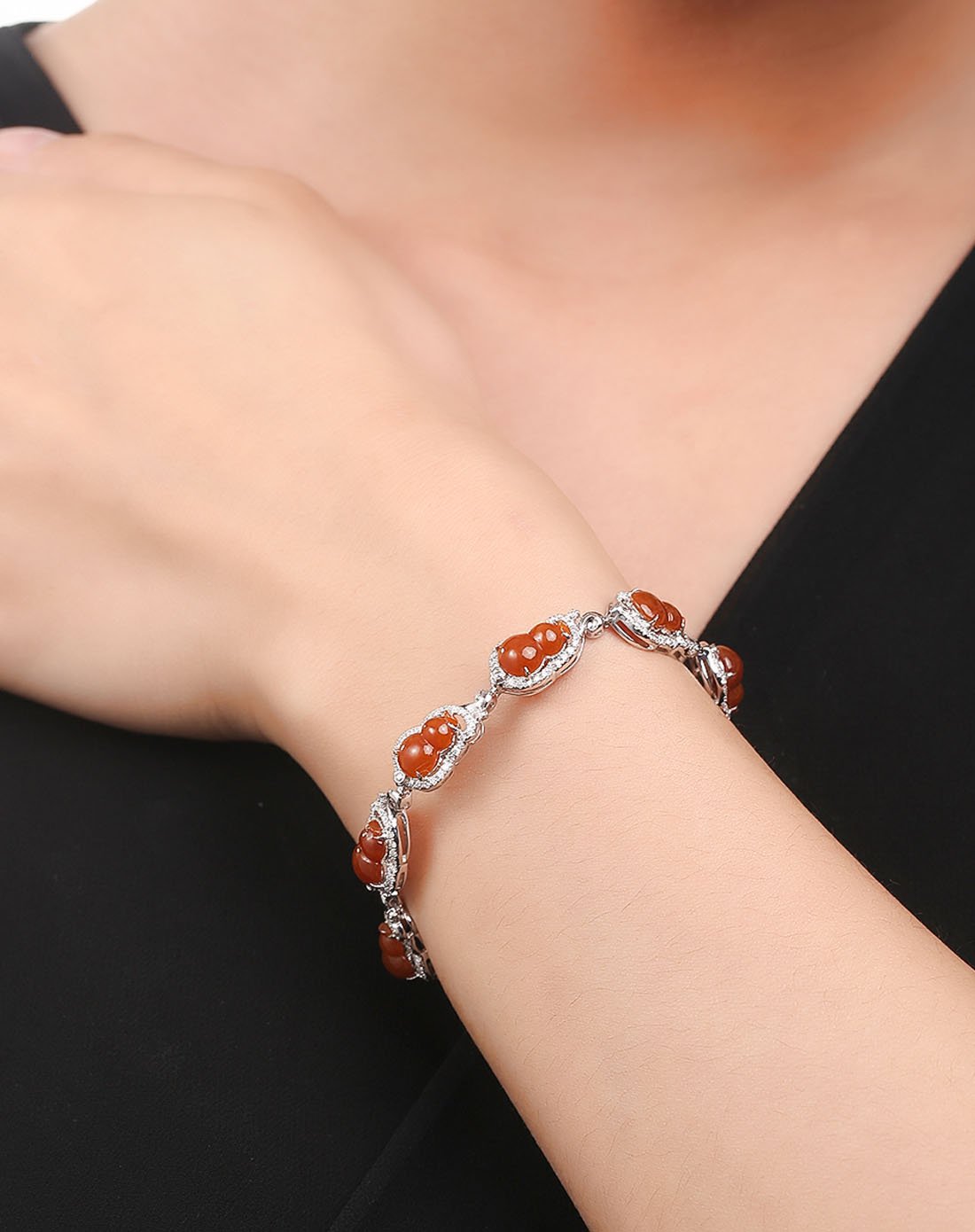 鑫万福 18k金红翡翡翠手链