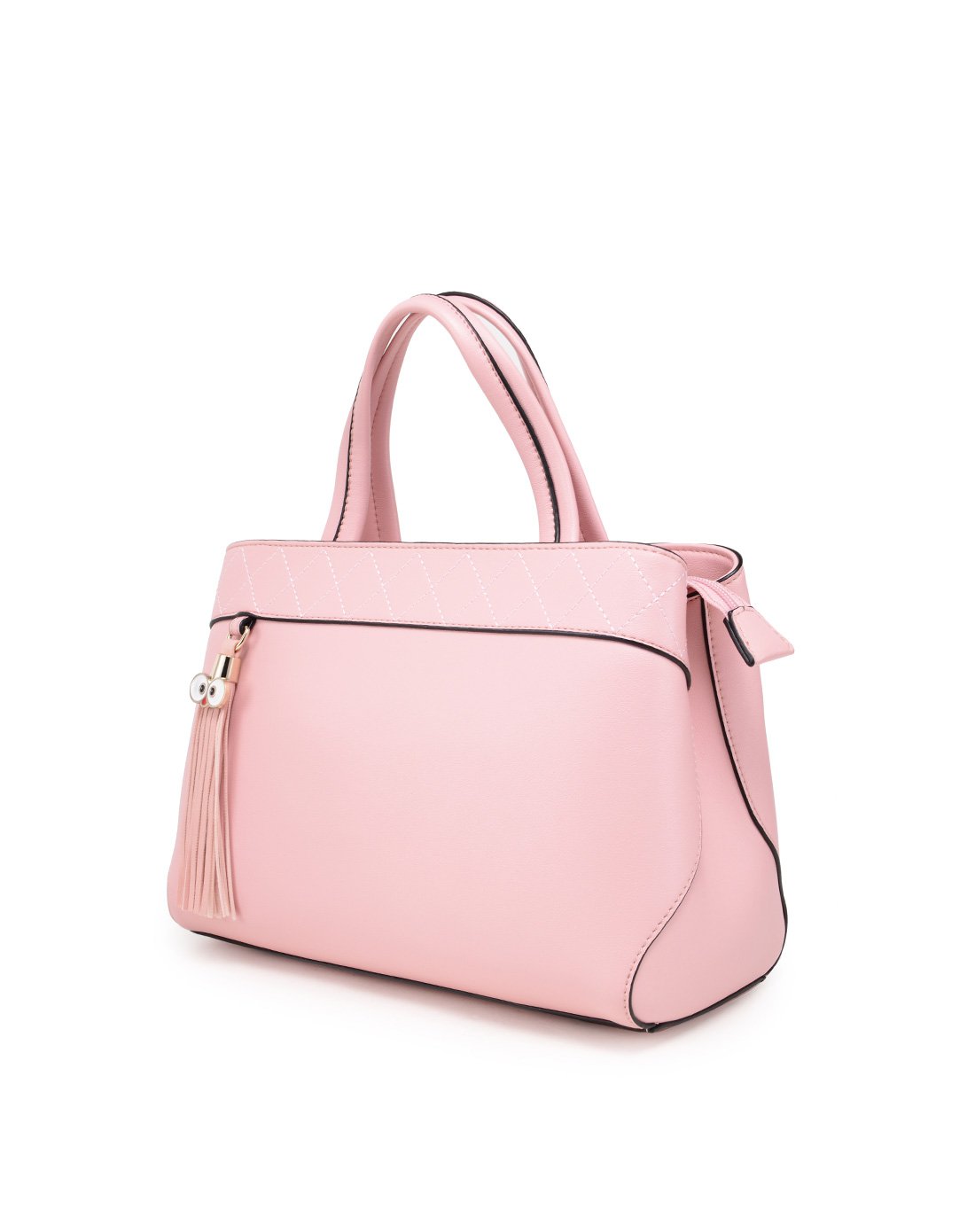 塞飞洛时尚休闲车缝线拉链横款方形女款手提包粉色