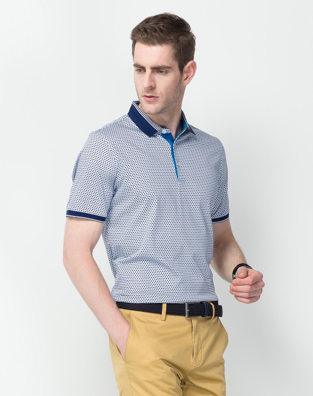 袋鼠daishu商务正装爽滑亲肤丝光棉日常休闲短袖polo衫hs5770262g50