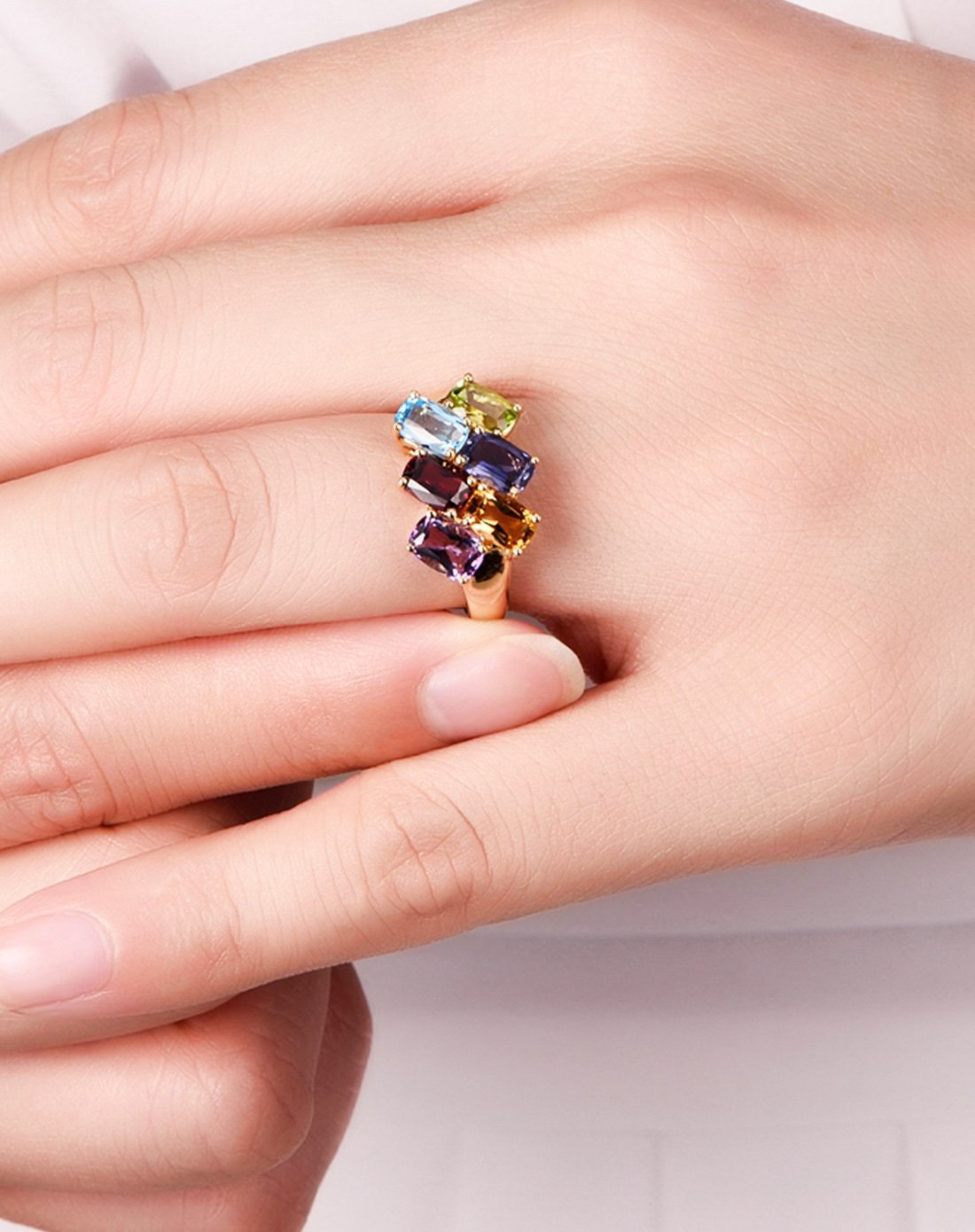 enzo 晶石彩虹 18k金(红)五色彩宝戒指