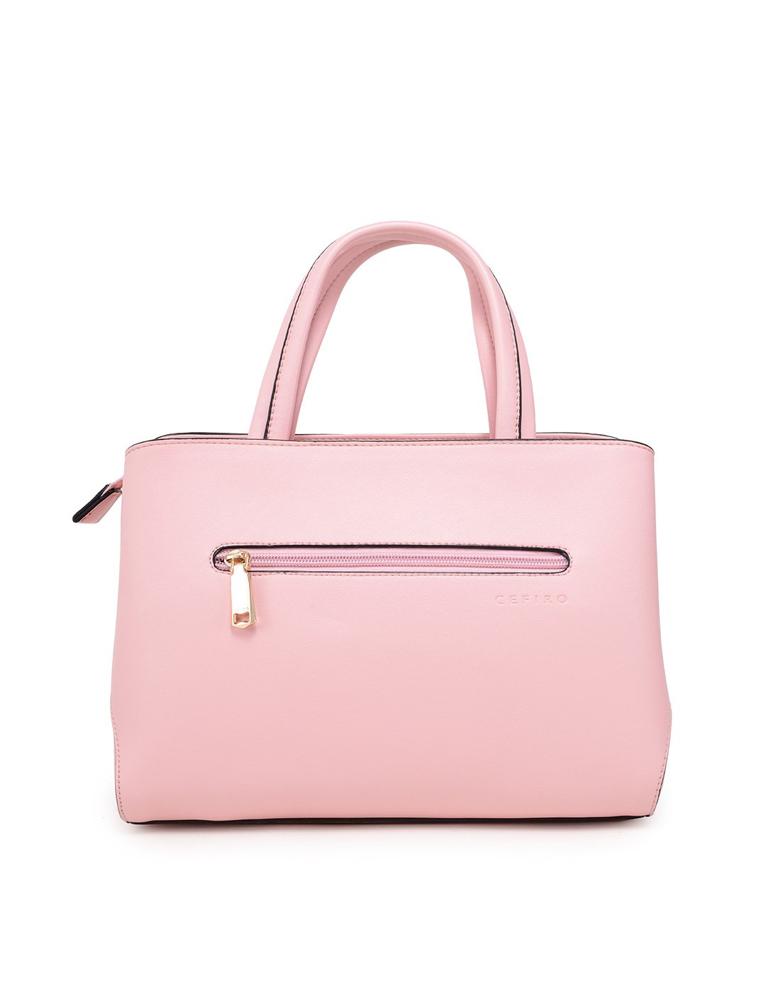 塞飞洛时尚休闲车缝线拉链横款方形女款手提包粉色