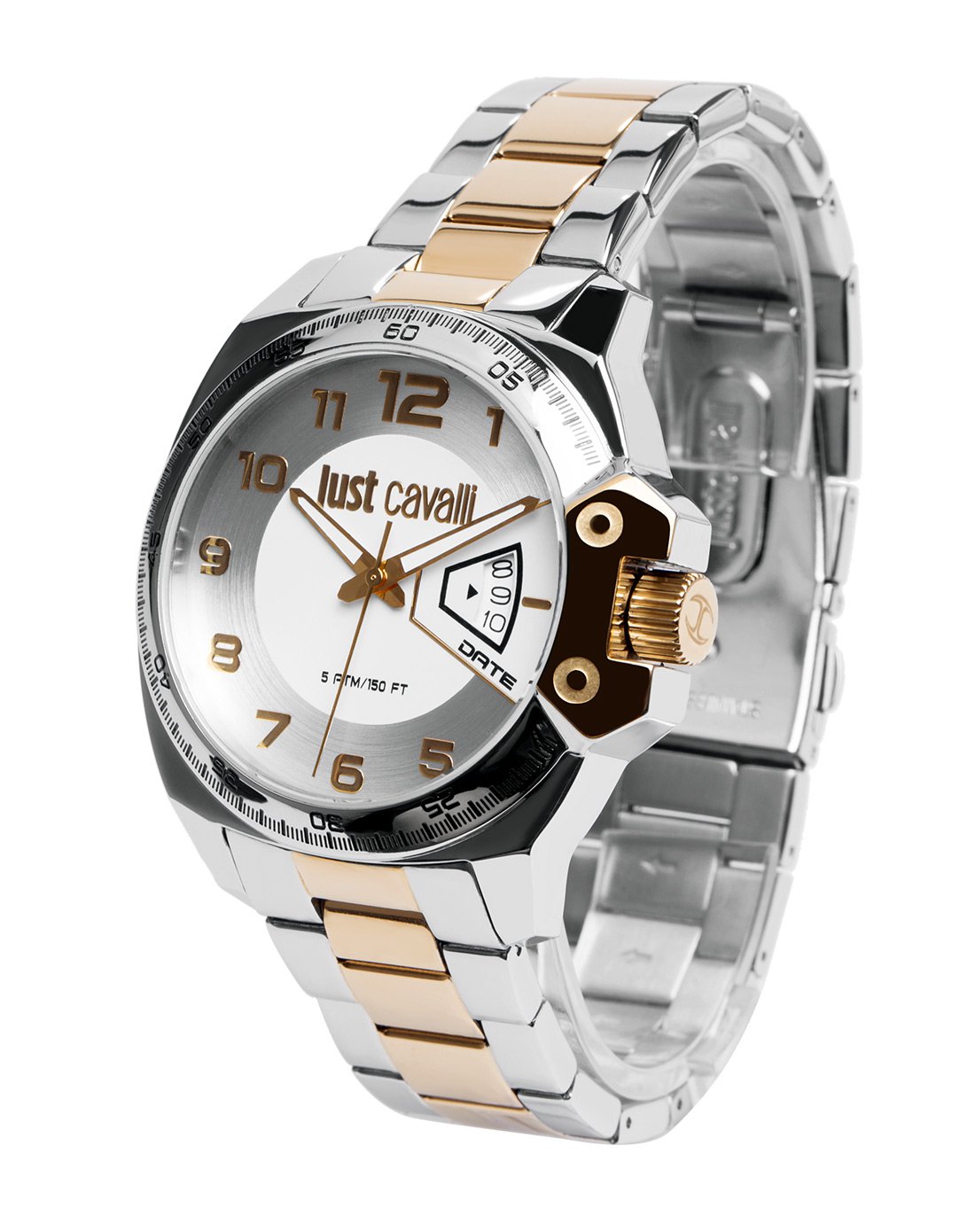 just cavalli雅痞系列男款多功能拼色表带石英腕表