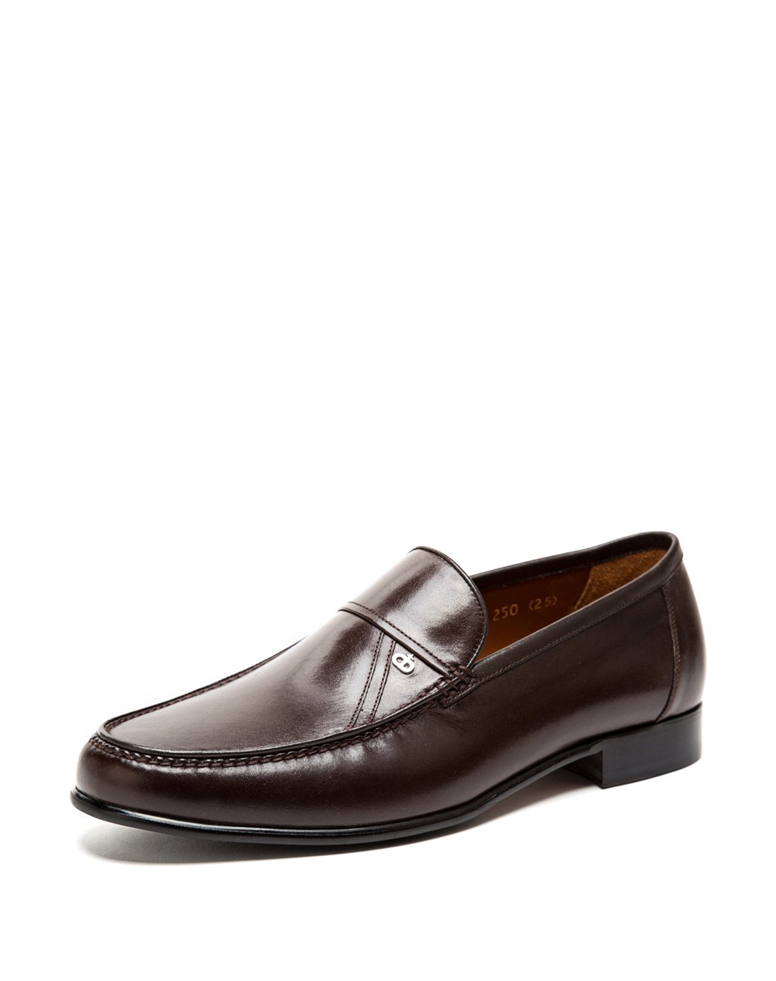 意大利进口 暗咖色袋鼠皮套脚商务皮鞋