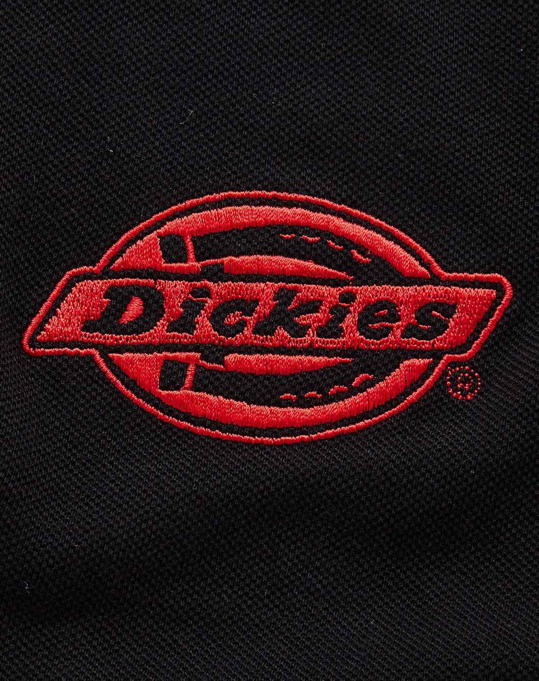 美国dickies 经典款logo绣花短袖polo衫黑色