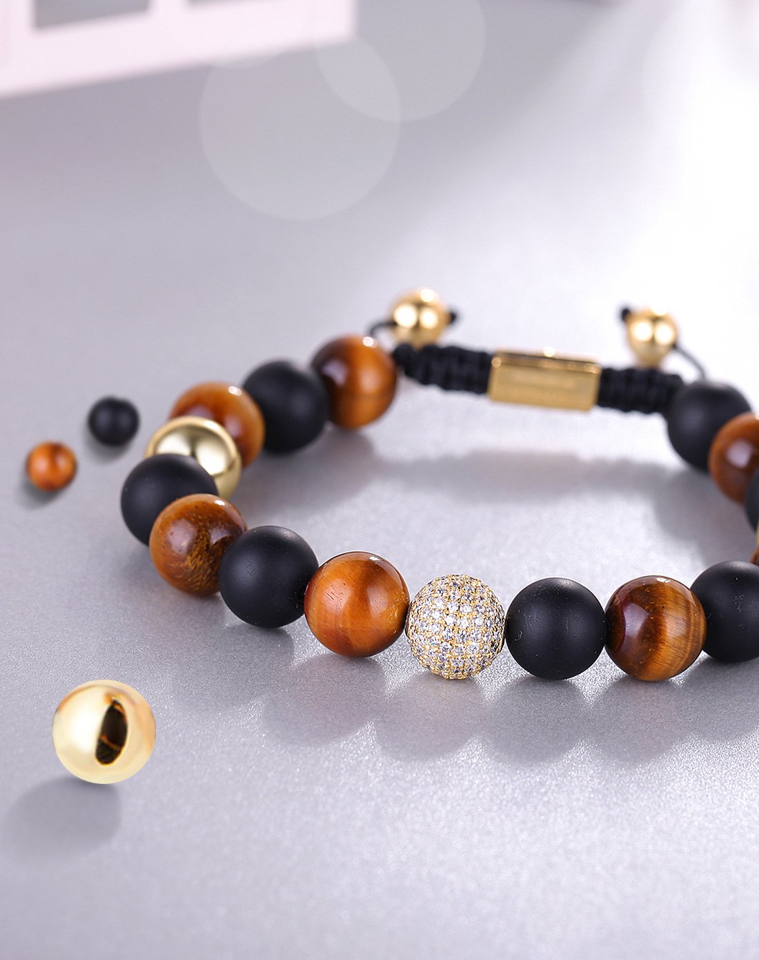 奇美拉首饰虎眼石 手链男女款 925银珠手串 竹香雨影