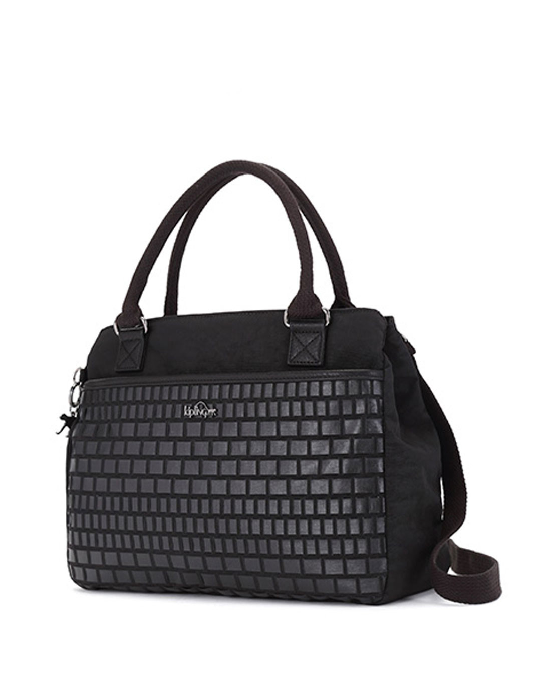 kipling凯浦林17夏季新款休闲女包手提单肩斜跨包k16446黑色编织印花