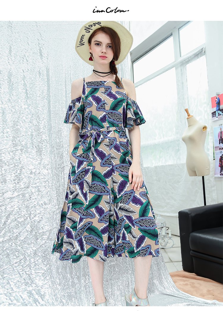 茵佳妮in-colour女装专场 女性蓝花连衣裙 商品参数 detail 图案