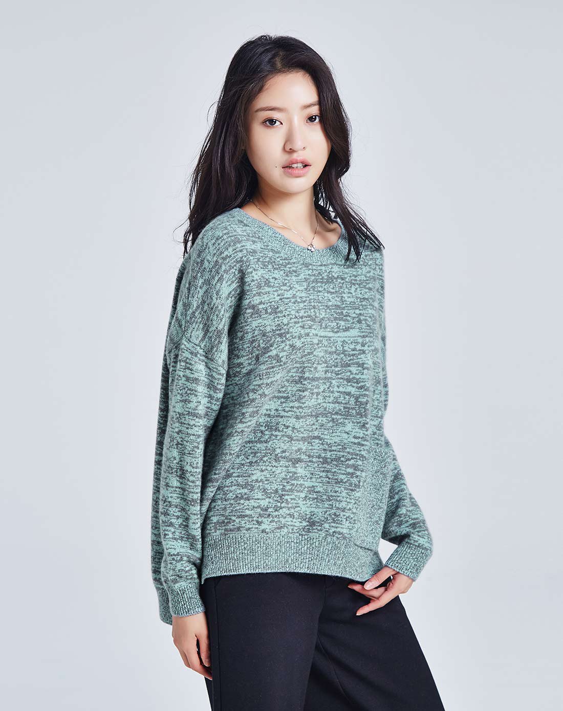 反季囤货-春竹羊绒男女春竹秋冬圆领时尚气质宽松长袖羊绒衫保暖毛衣