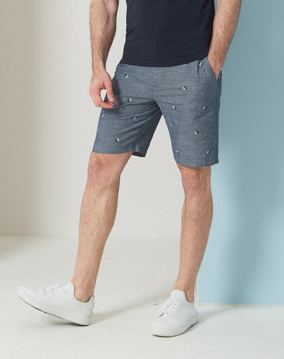 nautica/诺帝卡夏季新款时尚修身纯棉运动休闲裤男士短裤